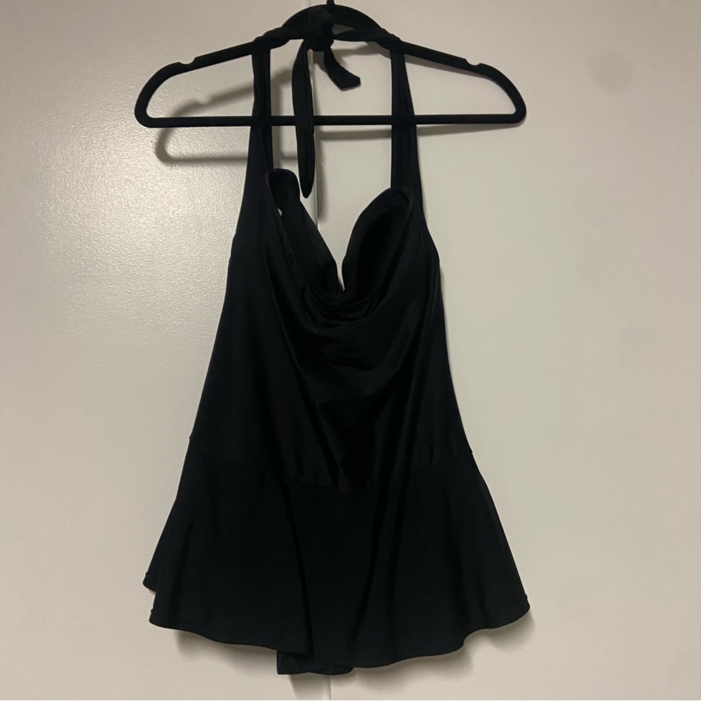 Beach Belle Swimsuit Halter Black One Piece dress Size 10 - Picture 8 of 8